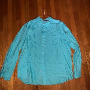 Nautica button down. linen. teal blue. Size XXL